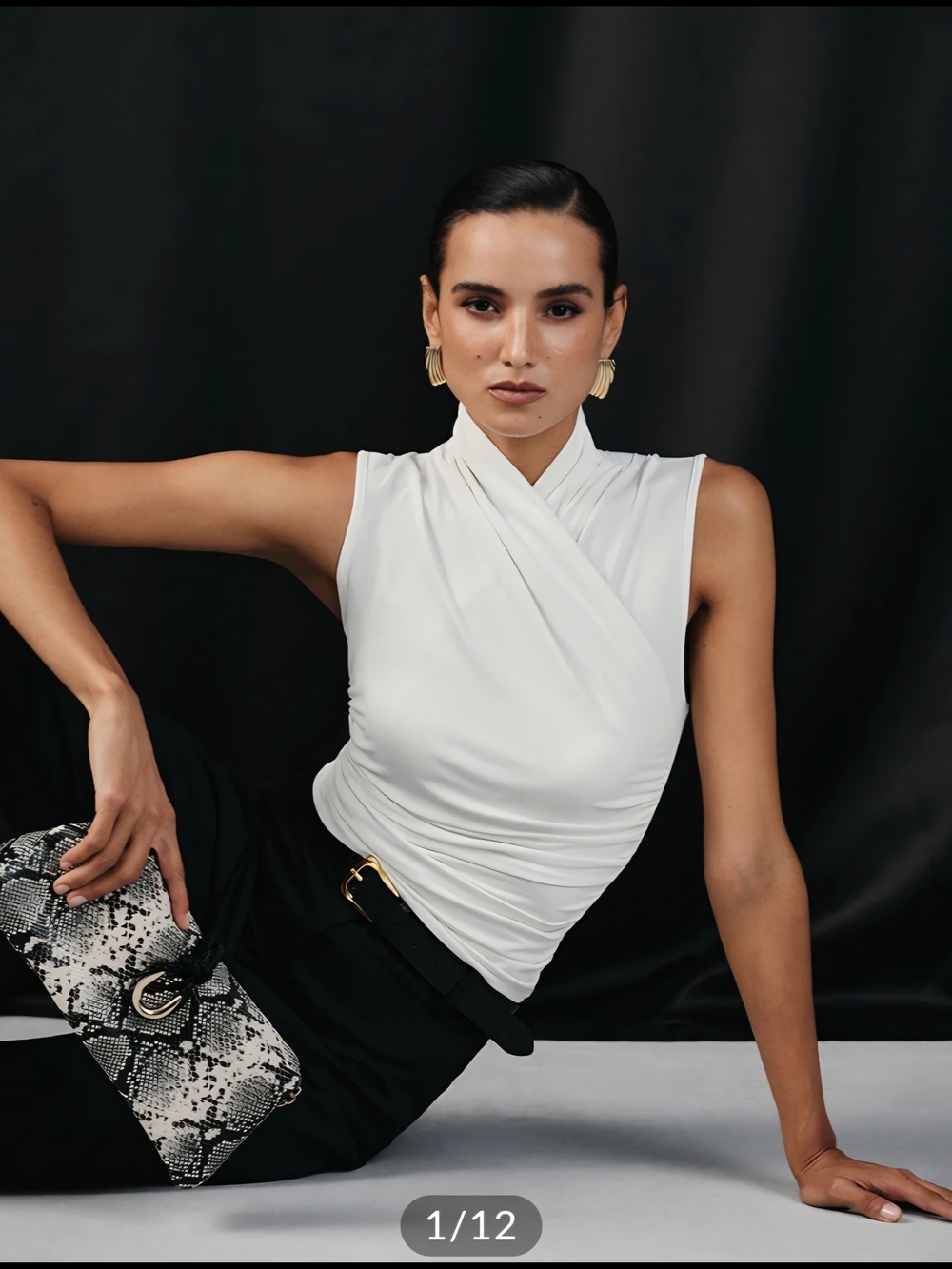 Cross Neck Ruched Fitted Tank Top